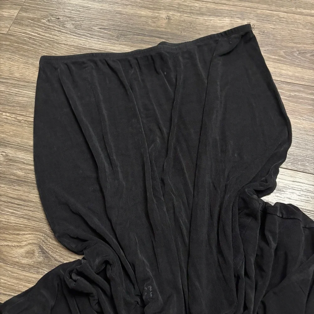 90s Vintage Coldwater Creek Acetate Drop Waist Ruffle Maxi Skirt (Black) Size 1X